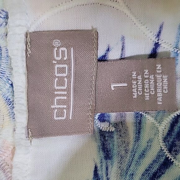 Chico's Palm Print Embroidered Open Front Kimono Size Medium - Picture 5 of 8